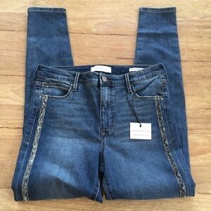 Skinnygirl Broadway High-Rise Side Snake Stripe Skinny Jean New 28/6